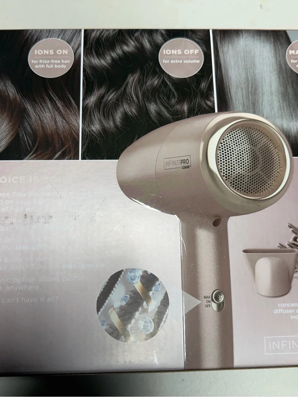 InfinitiPRO Frizz Free Flex Hair Dryer - Rose Gold